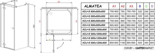 Душевой уголок Radaway Almatea KDJ+S 90x120R x 90 (31553-01-01R) фото 10