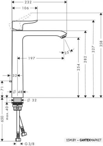 Смеситель для отдельностоящего умывальника Hansgrohe Metris 31082000 фото 2