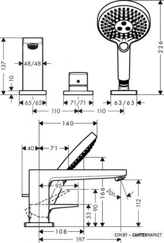 Смеситель для ванны и душа Hansgrohe Metropol 74551000 фото 2