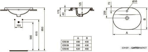 Накладной умывальник Ideal Standard Connect E503901 55x43 фото 2