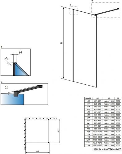 Душевая стенка Radaway Modo X Black II Frame 65 фото 2