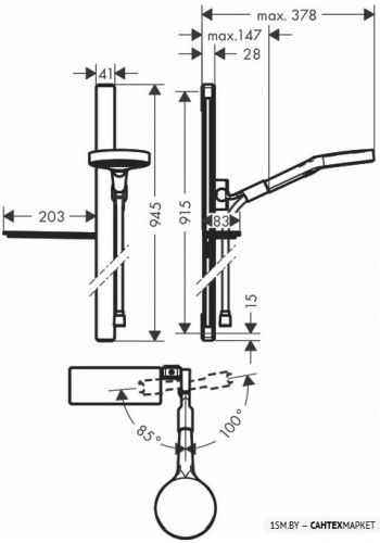 Душевой гарнитур Hansgrohe Rainfinity 27671000 (хром) фото 2