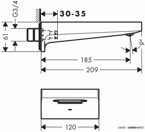 Излив для ванны Hansgrohe Metropol 32543700 фото 2