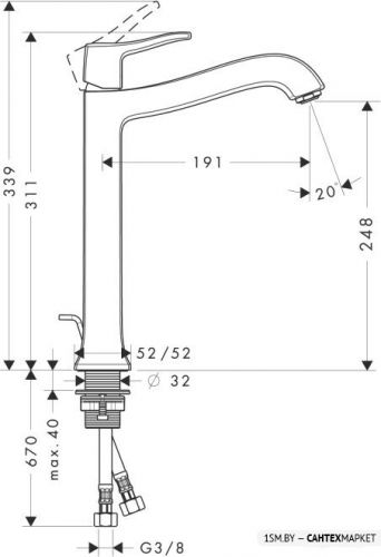 Смеситель для умывальника Hansgrohe Metris Classic 31078000 фото 2