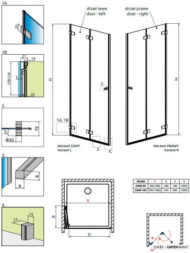 Душевая дверь Radaway Arta DWB 100 R фото 9