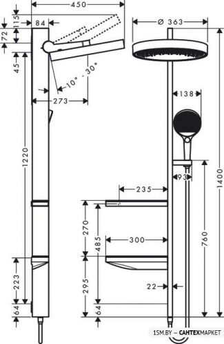 Душевая система Hansgrohe Rainfinity Showerpipe 360 1jet 26842000 (хром) фото 2