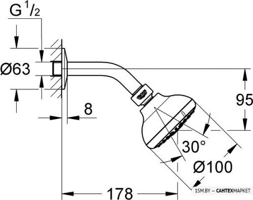 Верхний душ Grohe New Tempesta 100 26088001 фото 2