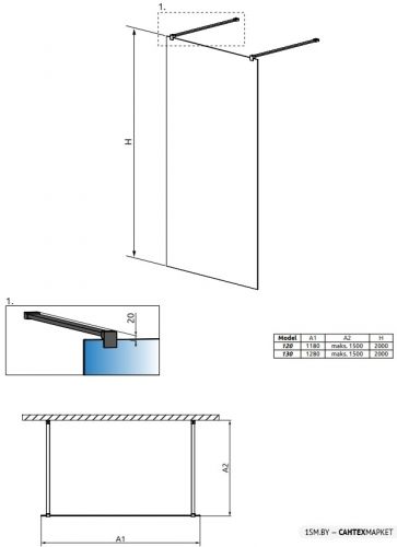 Душевая стенка Radaway Modo X Black I Frame 120 фото 3