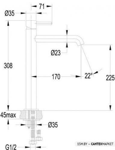 Смеситель для отдельностоящего умывальника Omnires Y Y1212 BL GL фото 2