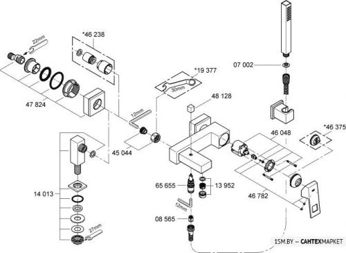 Смеситель для ванны и душа Grohe Eurocube 23141000 фото 2