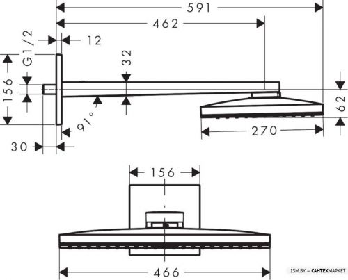 Верхний душ Hansgrohe Rainmaker Select 460 1jet 24013400 фото 3