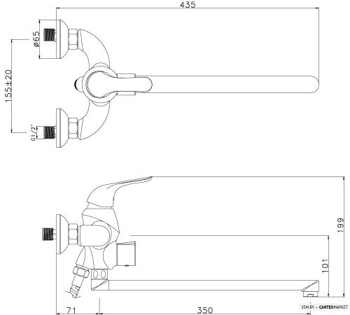 Смеситель для ванны и душа Lemark Swan LM5451BG фото 2