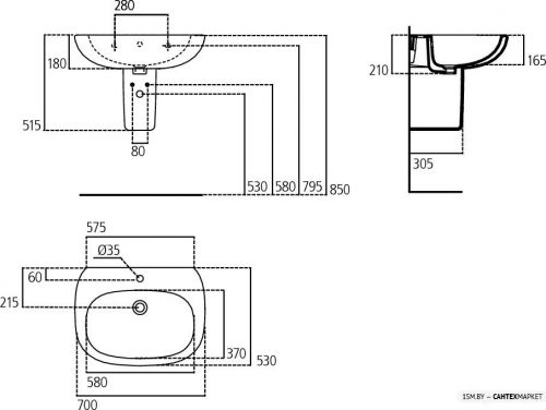 Настенный умывальник Ideal Standard Tesi Lavabo 70 фото 2