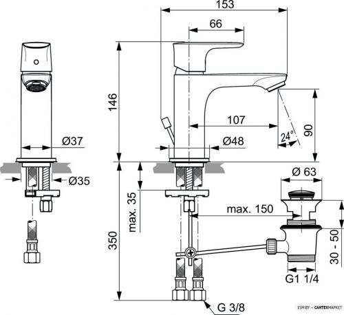 Смеситель для умывальника Ideal Standard Connect Air A7007AA фото 2