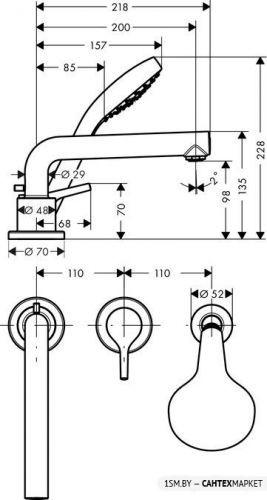 Смеситель для ванны и душа Hansgrohe Talis S 72417000 фото 6