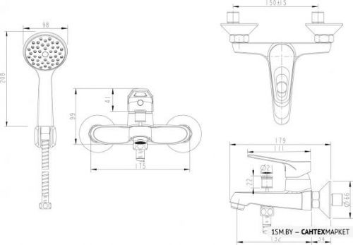 Смеситель для ванны и душа Bravat Eco-D F693158C-B фото 4