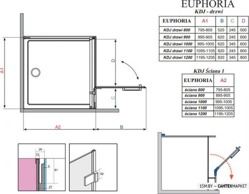 Душевой уголок Radaway Euphoria KDJ 120x80 (383042-01 + 383051-01) фото 5