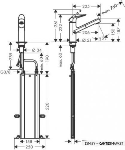 Смеситель для мойки Hansgrohe Focus M42 71829000 (стальной) фото 3