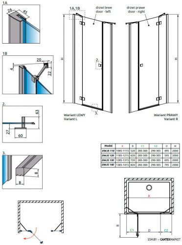 Душевая дверь Radaway Essenza New Black DWJS 130 R фото 7