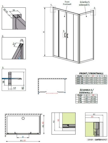 Душевой уголок Radaway Premium Plus DWD+S 150x75 фото 9