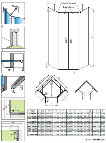 Душевой уголок Radaway Nes Black PTD 80x90 фото 5