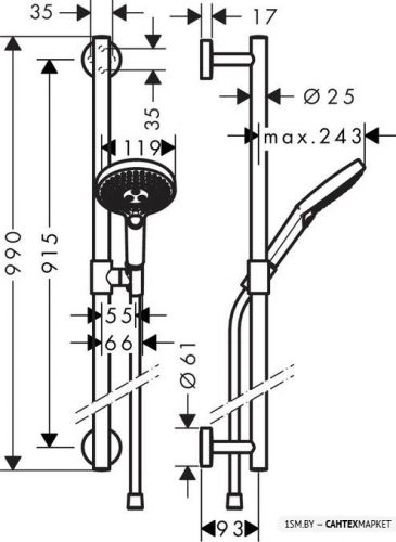 Душевой гарнитур Hansgrohe Raindance Select S 26322400 (белый/хром) фото 4