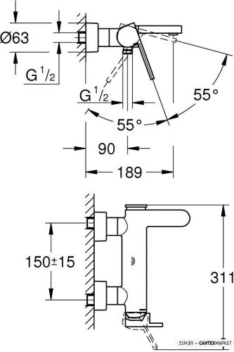 Смеситель для ванны и душа Grohe Plus 33553003 фото 3