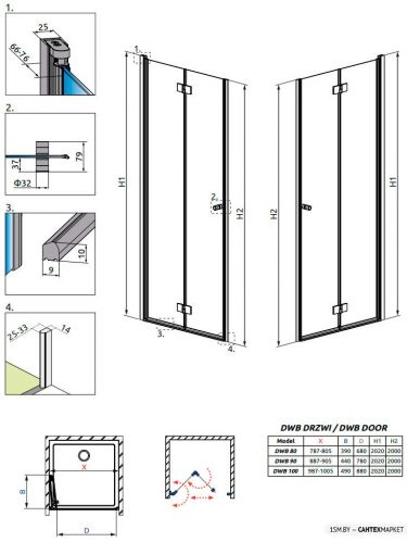 Душевая дверь Radaway Essenza New DWB 80L фото 5