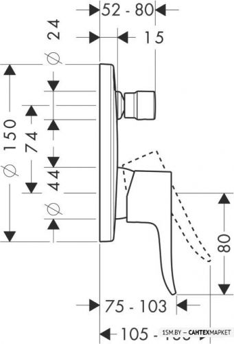 Смеситель для ванны и душа Hansgrohe Metris 31493000 фото 2