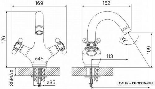 Смеситель для умывальника IDDIS Sam SAMBR00i01 (бронзовый) фото 3