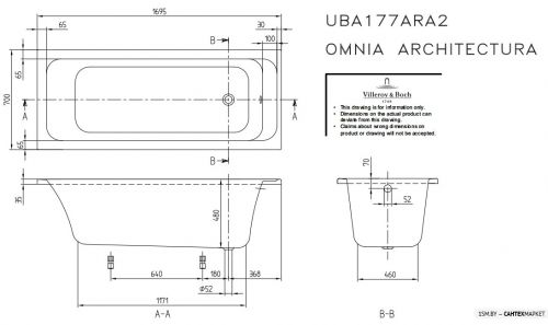 Акриловая ванна Villeroy & Boch Omnia Architectura Duo 170x70 UBA177ARA2V-01 фото 2