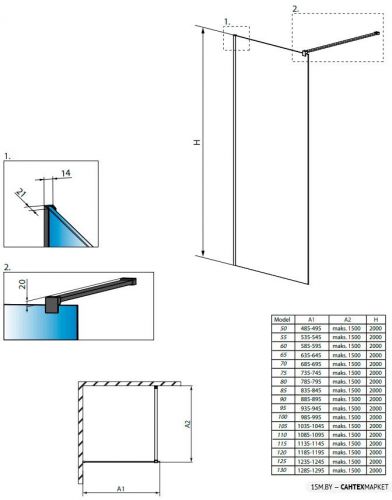 Душевая стенка Radaway Modo New Black II Frame 95 фото 4