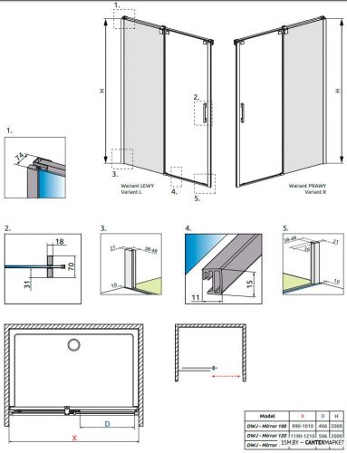 Душевая дверь Radaway Espera DWJ Mirror Front 140 R фото 8