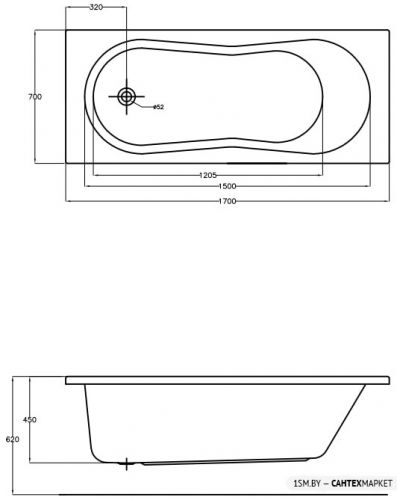 Акриловая ванна Cersanit Nike 170x70 (с каркасом) фото 3