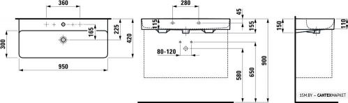 Тумба под умывальник Laufen Space H4102021601001 с умывальником Val H8102870001041 фото 3