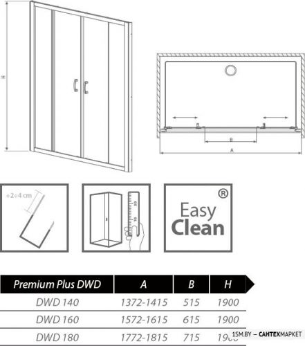 Душевая дверь Radaway Premium Plus DWD 160 (прозрачное стекло) фото 9