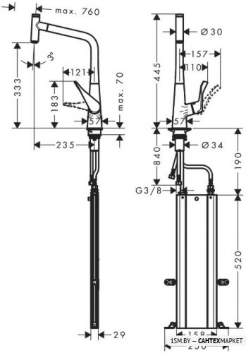 Смеситель для мойки Hansgrohe M7115-H320 73803000 фото 3