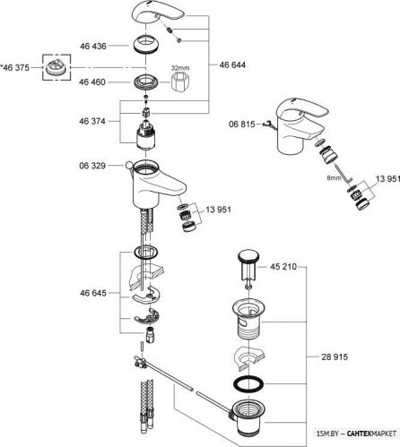 Смеситель для умывальника Grohe Euroeco 32734000 фото 3