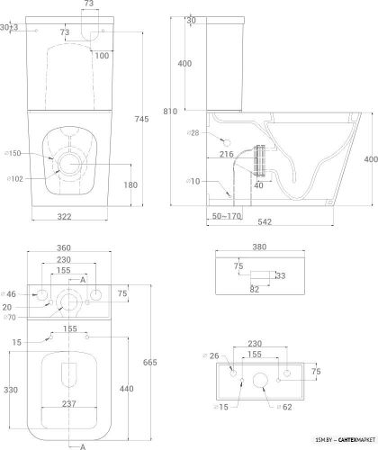 Напольный унитаз Good Door Kvadro УНИ0005 фото 2