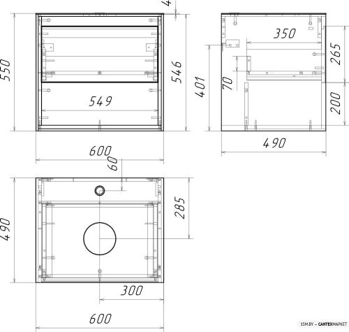 Тумба под умывальник со столешницей Cersanit Louna 60 SZ-LOU60-BL/WH фото 6