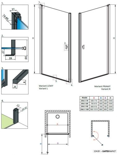 Душевая дверь Radaway Nes Black DWJ I Frame 90 фото 5