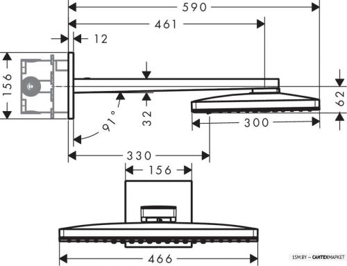 Верхний душ Hansgrohe Rainmaker Select 460 2jet 24005600 (черный/хром) фото 6