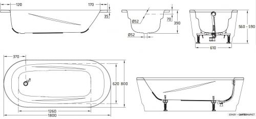 Стальная ванна BLB Universal Anatomica Oval with panelling 180x80 фото 4