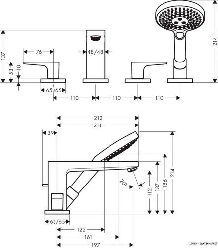 Смеситель для ванны и душа Hansgrohe Metropol 74552000 фото 4