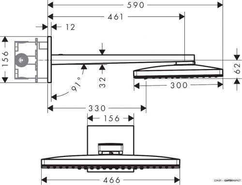 Верхний душ Hansgrohe Rainmaker Select 460 3jet 24007600 фото 2