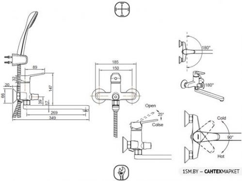 Смеситель для ванны и душа Bravat F6111147C-LB фото 3