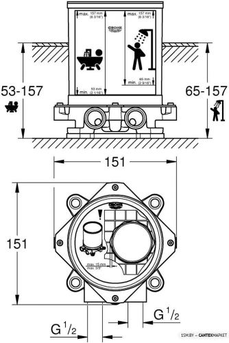 Скрытый механизм для ванны и душа Grohe 45984001 фото 2