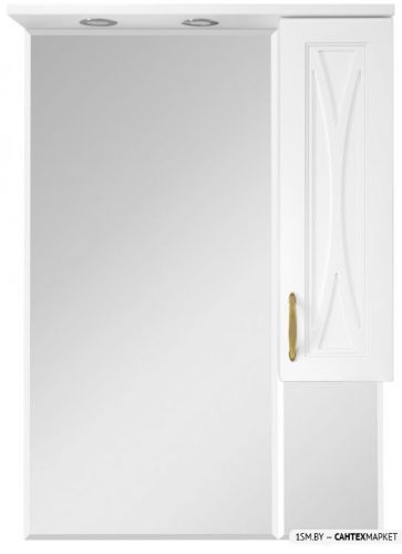 Шкаф с зеркалом Misty Амбра 70 (белый эмаль правый) П-Амб0270-0322ЯП
