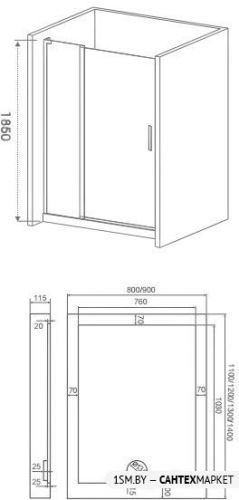 Душевая дверь Good Door Pandora WTW 130 (прозрачное/хром) фото 3