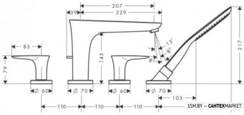 Смеситель для ванны и душа Hansgrohe PuraVida 15446400 (хром/белый) фото 2